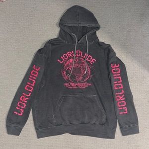 worldwide gray and pink hoodie
